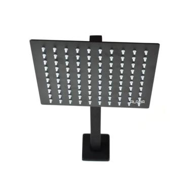 Imagem de Ducha Chuveiro Aquecedor Solar Gás Quadrado Preto 20X20Cms