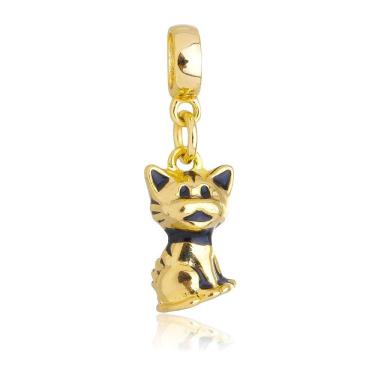 Imagem de Pingente Berloque Gato Cat Pandora Banhado a Ouro 18k - Premium