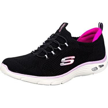 Imagem de Skechers Tênis feminino com ajuste relaxado Empire D'Lux Paradise Sky, Preto/rosa choque, 6.5
