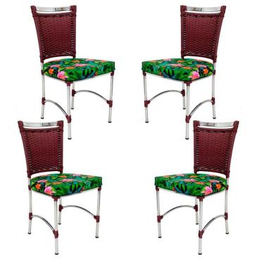 Imagem de 4 Cadeiras em Alumínio e Fibra Sintética JK Cozinha Edícula