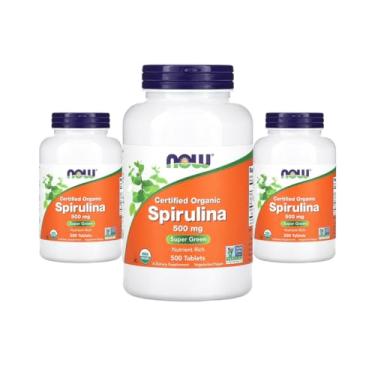 Imagem de Now Foods Spirulina Orgânica 500mg 500 Tablets 3 unidades Produto Importado