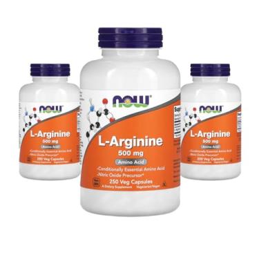 Imagem de Now Foods L-Arginina 500mg L-Arginine 250 Veg Caps 3 unidades Produto Importado