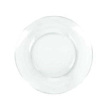 Imagem de Kit Jogo Prato Fundo Transparente em Vidro 12 Peças 22,5cm