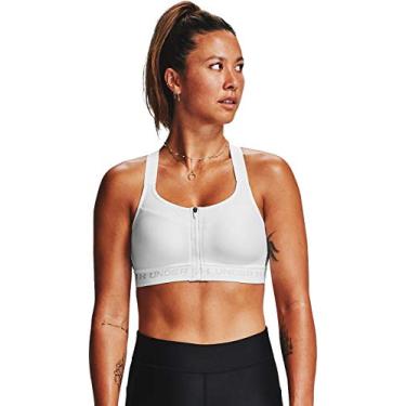 Imagem de Under Armour Sutiã feminino com zíper cruzado nas costas, Branco (100)/Cinza halo, 38B