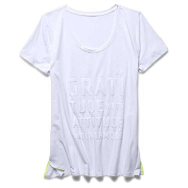 Imagem de Camiseta feminina Under Armour Studio tamanho grande SS - Branca/Prata pequena