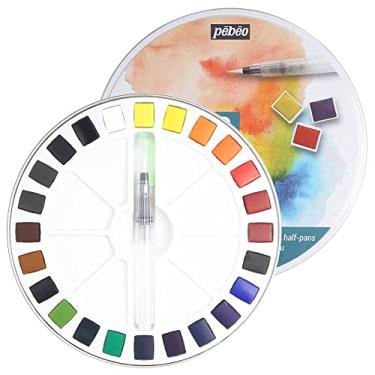 Imagem de Kit Aquarela Fine PEBEO com 24 Cores - Estojo de Metal - Gode - Pincel - 300078