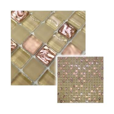 Imagem de Pastilha De Vidro Para Piscina Cozinha Banheiro Parede Rose Duna Azul Agata Verde Jade 30x30cm - La Bella Griffe (ROSE DUNA)