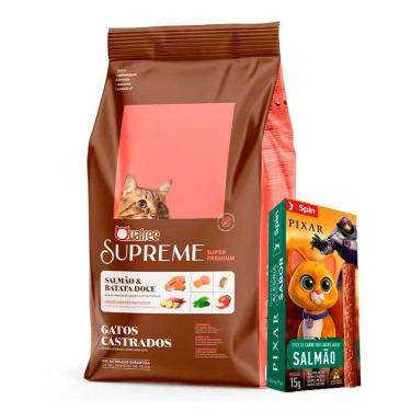 Imagem de Ração Quatree Supreme Gatos Castrados Salmão e Batata doce 15kg + Surpresa