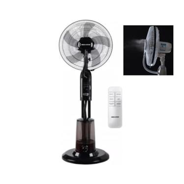 Imagem de Ventilador Climatizador com Umidificador 220V MegaStar 5 Pás Turbo de Pé Coluna 2 em 1 Resfriador Preto Completo