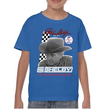 Imagem de Camiseta juvenil Carroll Shelby Signature GT500 Mustang Muscle Car American Racing Legend Lives Powered by Ford Kids, Azul, M