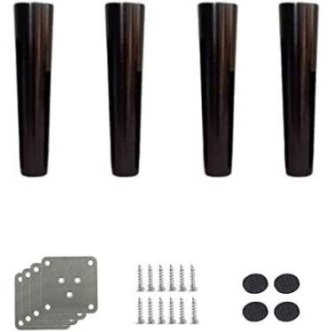Imagem de Conjunto de 4 pernas de móveis de madeira maciça, pernas cônicas de substituição de sofá, pés de armário de madeira de borracha, para sofá-cama, poltrona otomana, cômoda de mesa reclinável,