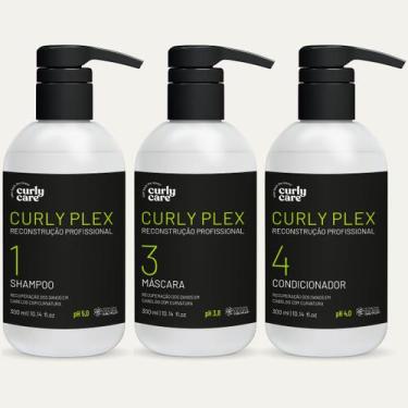 Imagem de Kit Curly Plex Shampoo Condicionador Mascara Reconstrução Cabelo Profi