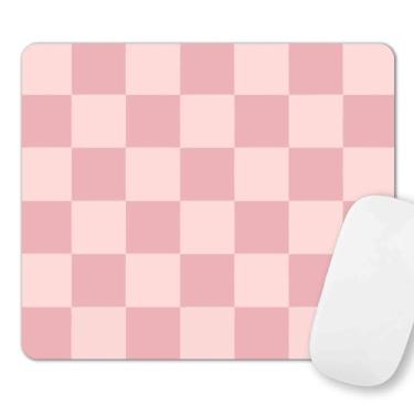 Imagem de SXCKANG Mouse pad rosa, mousepad com padrão xadrez, design fofo de computador com textura premium para escritório, trabalho, casa, mouse pads de borracha antiderrapante para jogos para computador,