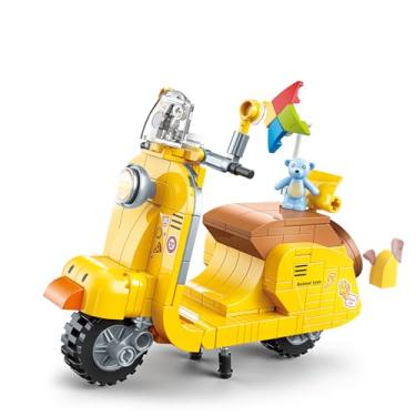 Imagem de Brinquedos de montar em blocos Motoneta Amarela 199 peças - JK8309
