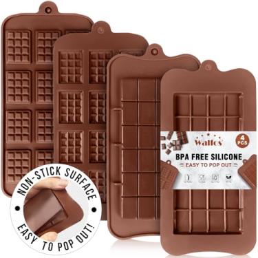 Imagem de Chocolate Break-Apart Chocolate, Walfos Food Grade antiaderente silicone chocolate waffle molde e barra de energia moldes de chocolate. 4 pacotes