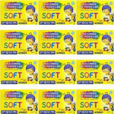 Imagem de Massinha Modelar Soft 12 Cores Acrilex Escolar 12 CaixaS