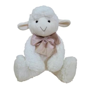Imagem de Ovelha De Pelúcia Nilobaby Fofura E Conforto Em 34cm (Laço Bege)