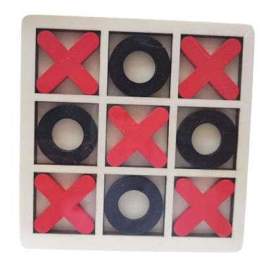 Imagem de harayaa Tic tac toe jogo de tabuleiro xoxo jogo de tabuleiro de xadrez família crianças jogo de quebra-cabeça xo brinquedo de mesa cérebro teaser para adulto, preto vermelho