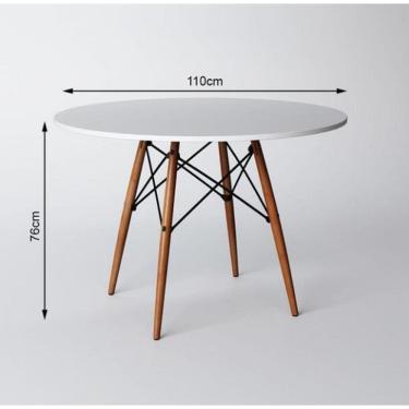 Imagem de Mesa Eames Eiffel Redondo Tampo de Madeira 110cm Branco