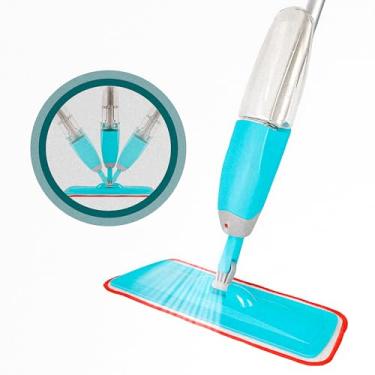 Imagem de Mop Spray Giratório Com Reservatório E Refil Esfregão Mágico HarmoniCasa E-Shop Vassoura Mágica, Rodo Mágico, Alça de Aço Inox, Limpeza Eficiente para Pisos Frios, Sintéticos e Madeira