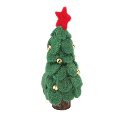 Imagem de Árvore de Natal de Feltro de lã - Pequena, Decorativa, Enfeite de árvore de Natal de Mesa para Exibição Em Casa e No Escritório (Verde)