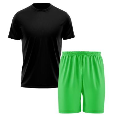 Imagem de Kit Calção Short Futebol Basquete Verde + Camiseta Manga Curta Masculina-Masculino