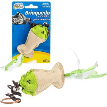 Imagem de Brinquedo Para Gato Peixe De Poliester Guizo +Argola 27Cm