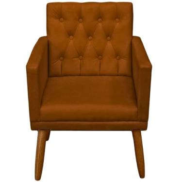 Imagem de 1 Poltrona para Recepção Decorativa confortável tecido veludo confortável pés de madeira reforçado MOBLAN decor (TERRACOTA)