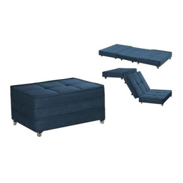 Imagem de Puff Cama Solteiro Dobravel Com Rodízios (Azul)