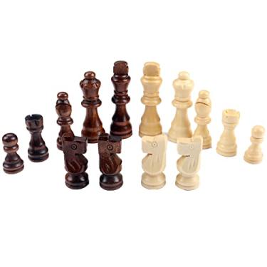 Imagem de ziphia Apenas peças de xadrez de madeira, 32 pieses padrão Tournamen Staunton Wood Chessmen - 8,5 cm King / Bolsa de armazenamento / Embalagem de presente de peça ausente