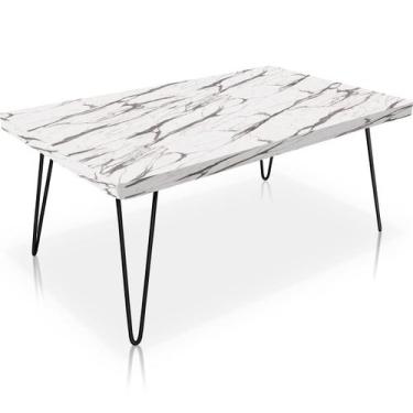 Imagem de Mesa de Centro Dublin Retangular em Aço e MDF Clean - Preta e Vulcano 