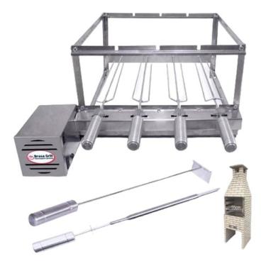 Imagem de Brasa Grill Tradicional Gira 4 Espetos Especial para Churrasqueiras Pr