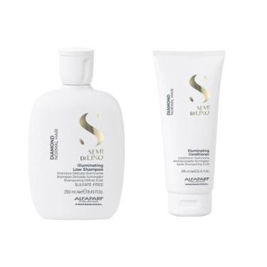 Imagem de Kit Shampoo e Condicionador Leave-In Alfaparf Semi Di Lino Diamond Peq