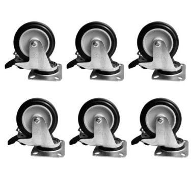 Imagem de Rodízio Com Trava c/ Parafuso Giratório Cinza 5 Pol Plástico - Schiopp