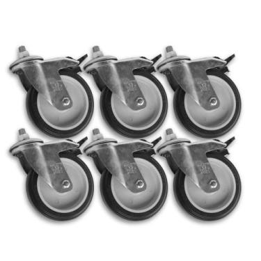 Imagem de Kit 10 Rodízios c/ Trava c/ Placa Giratória 3 Pol Plástico - Schioppa