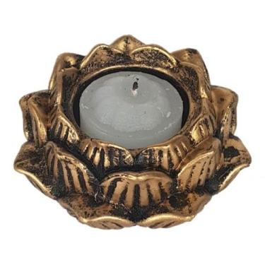Imagem de Incensario Castical Flor De Lotus Dourada Pequeno Em Resina - Hp Decor