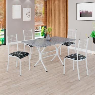 Imagem de Conjunto Sala de Jantar Mesa Retangular 120x75cm Tampo Granito Ocre 4 