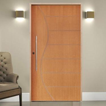 Imagem de Kit Porta de Madeira Pivotante 210x120cm Batente 14cm Fechadura 803 Ro