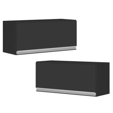 Imagem de Kit 02 Armários Aéreo Multiuso Geladeira Lux 60cm 100% MDF 01 Porta Ba