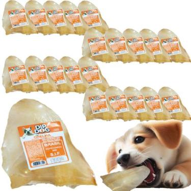 Imagem de Kit 20 Mordedores Orelha Bovina Petisco P/ Cachorro Natural  - DIP DOG