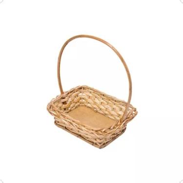 Imagem de Cesta Alça Vime Pequena Retangular Reforçado Marrom Ref:370 - FLORA FU