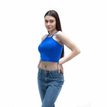 Imagem de Cropped Feminino de Amarrar nas Costas Azul - HAMITIE, GG, Feminino, A