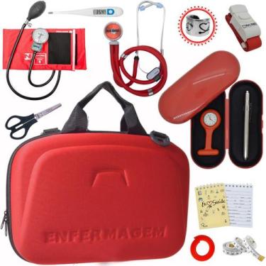 Imagem de Kit Enfermagem Estagio Super Luxo Maleta Incoterm - Love Saúde, Preto