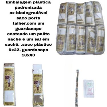 Imagem de Guardanapo embalado sachê individual com palito e sal - JG lumertz 