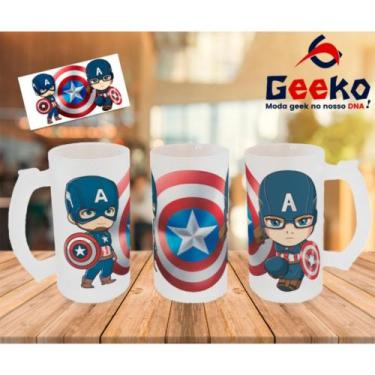 Imagem de Caneca de Chopp Capitão América Captain America Geeko, Jateada, 500ml