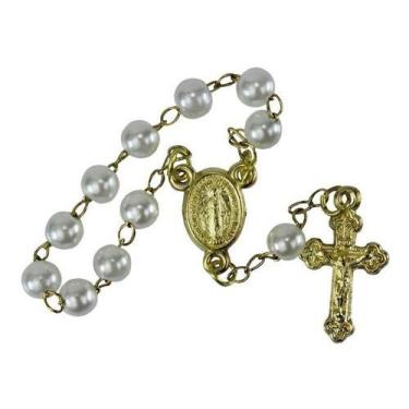 Imagem de 120 Tercinhos Branco e Dourado para Lembrancinhas - SJO Artigos Religi