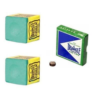 Imagem de 2 Giz Verde Triângle + 1 Sola Triângle Taco Sinuca Bilhar - Tacolandia