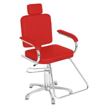 Imagem de Cadeira de Cabeleireiro Jasmim Encosto Reclinável - CC&S, Vermelho