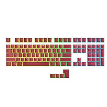Imagem de Ranked Teclas PBT de pudim | 112 Double Shot translúcido ANSI US e layout ISO | Perfil OEM para teclado mecânico RGB para jogos (cor magenta vívida do ano)