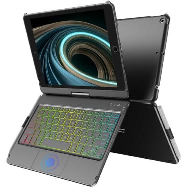 Imagem de CC Store Capa com teclado touchpad para iPad 9ª geração de 10,2 polegadas, com teclas multitoque e retroiluminadas, rotação de 360° e suporte de lápis, para iPad 9ª/8ª/7ª geração